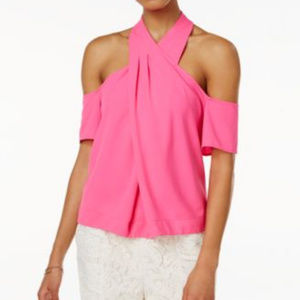 Rachel Roy Crossover Top Cold Shoulder Pink Size 2